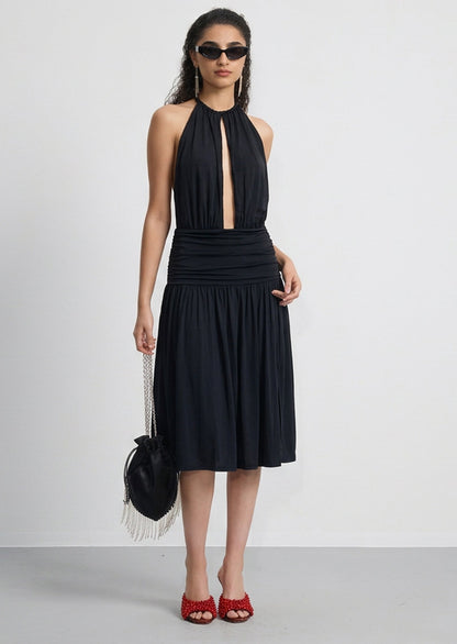 Liane Halter Midi Dress In Black