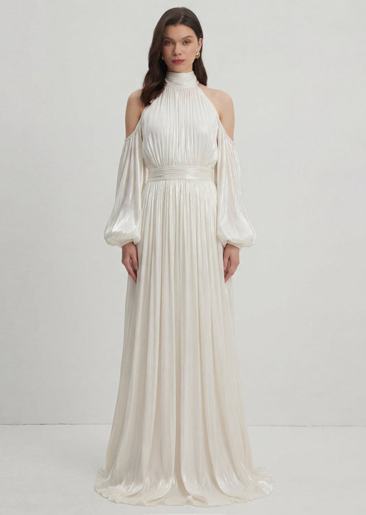 Lidar Off Shoulder Ruched Maxi Dress