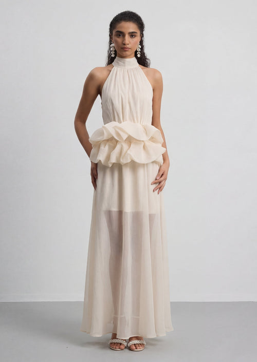Linda Sleeveless Folds Maxi Dress