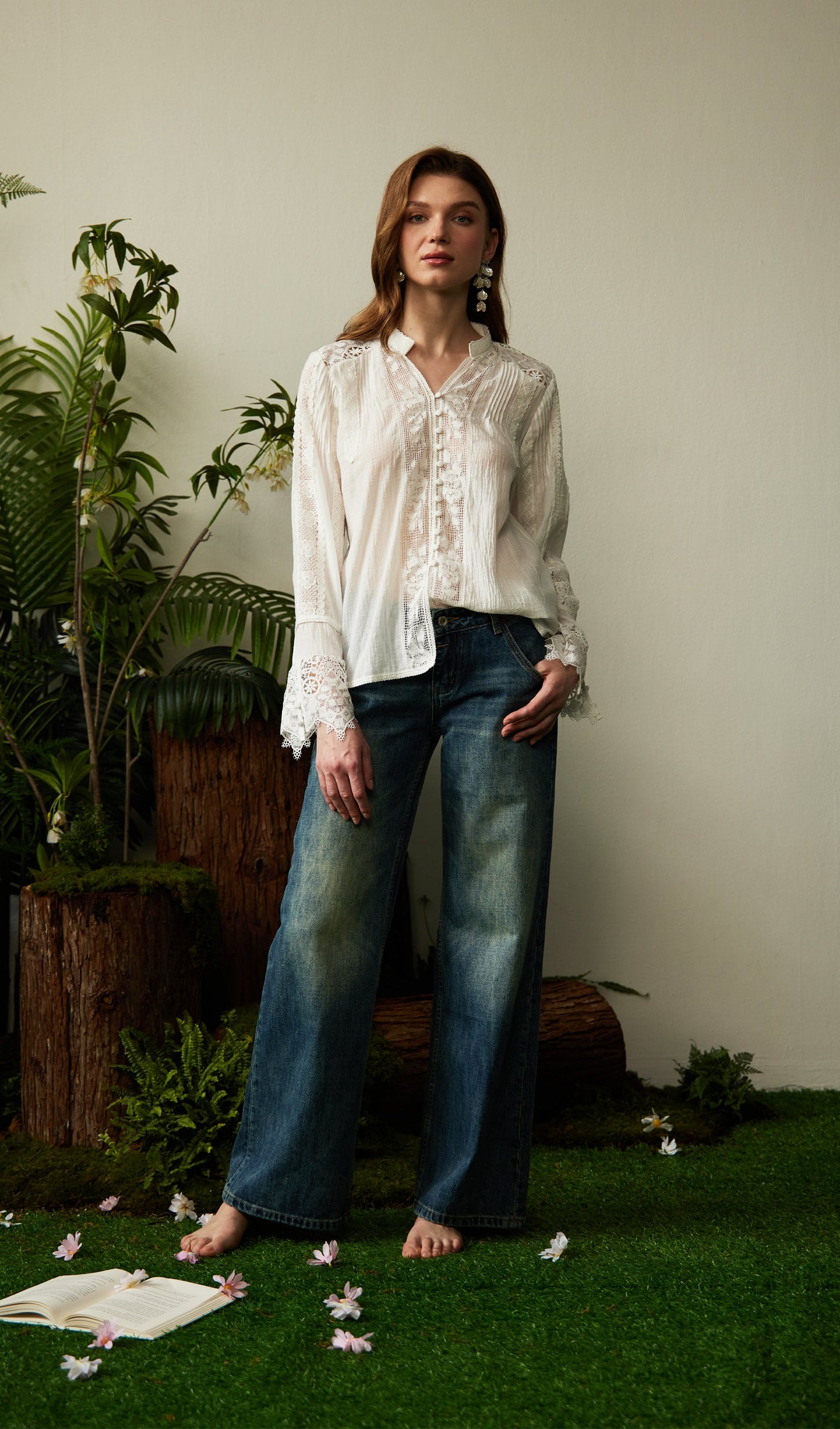 Low Rise Washing Wide Jeans