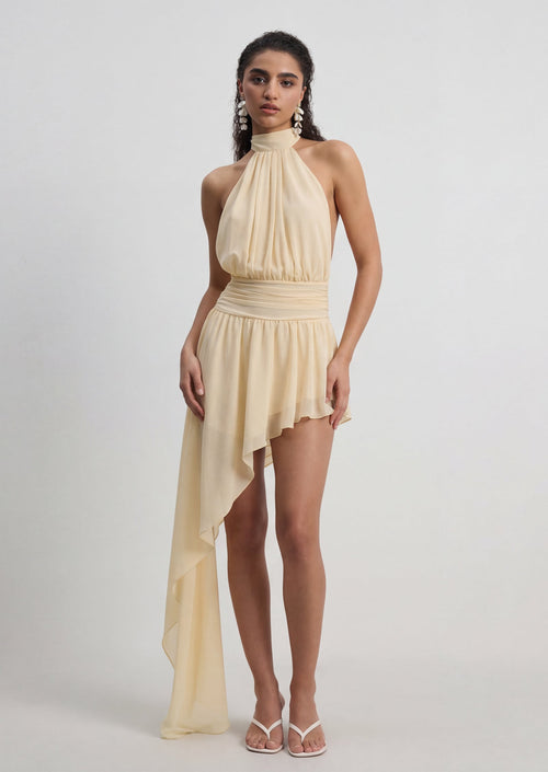 Mariselle Asymmetric Maxi Dress In Yellow