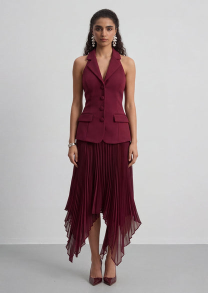 Marvelle Plunge Neck Maxi Dress With Hanky Hem