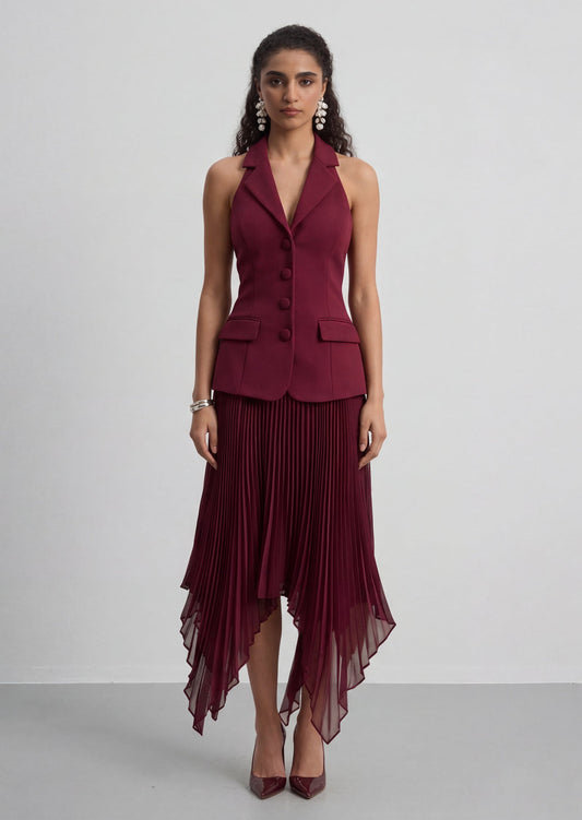 Marvelle Plunge Neck Maxi Dress With Hanky Hem