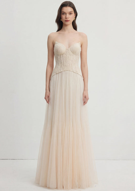 Rui lace Strapless Corset Maxi Dress
