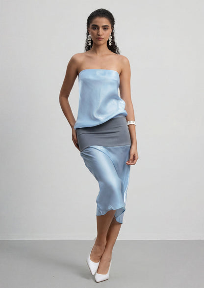 Melt Panel Strapless Midi Dress