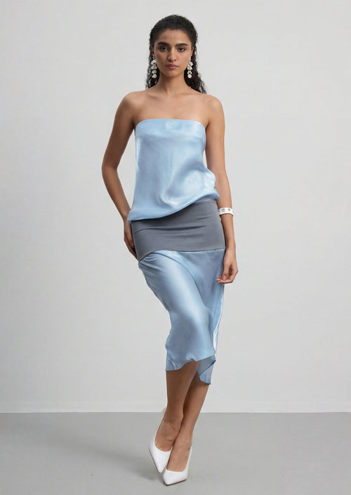 Melt Panel Strapless Midi Dress