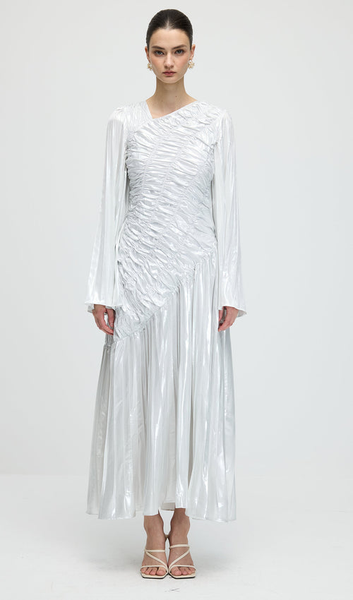 Metallic Long Sleeve Maxi Dress