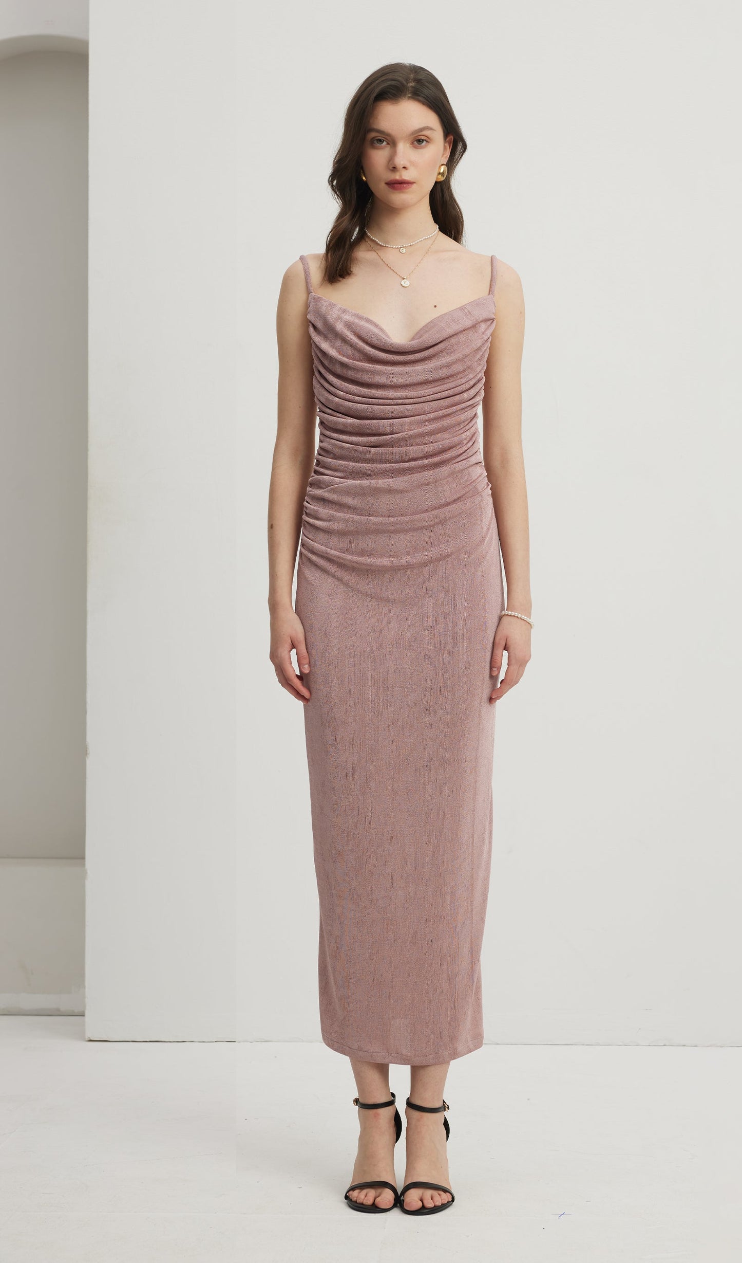 Gathered Draped Maxi Dress