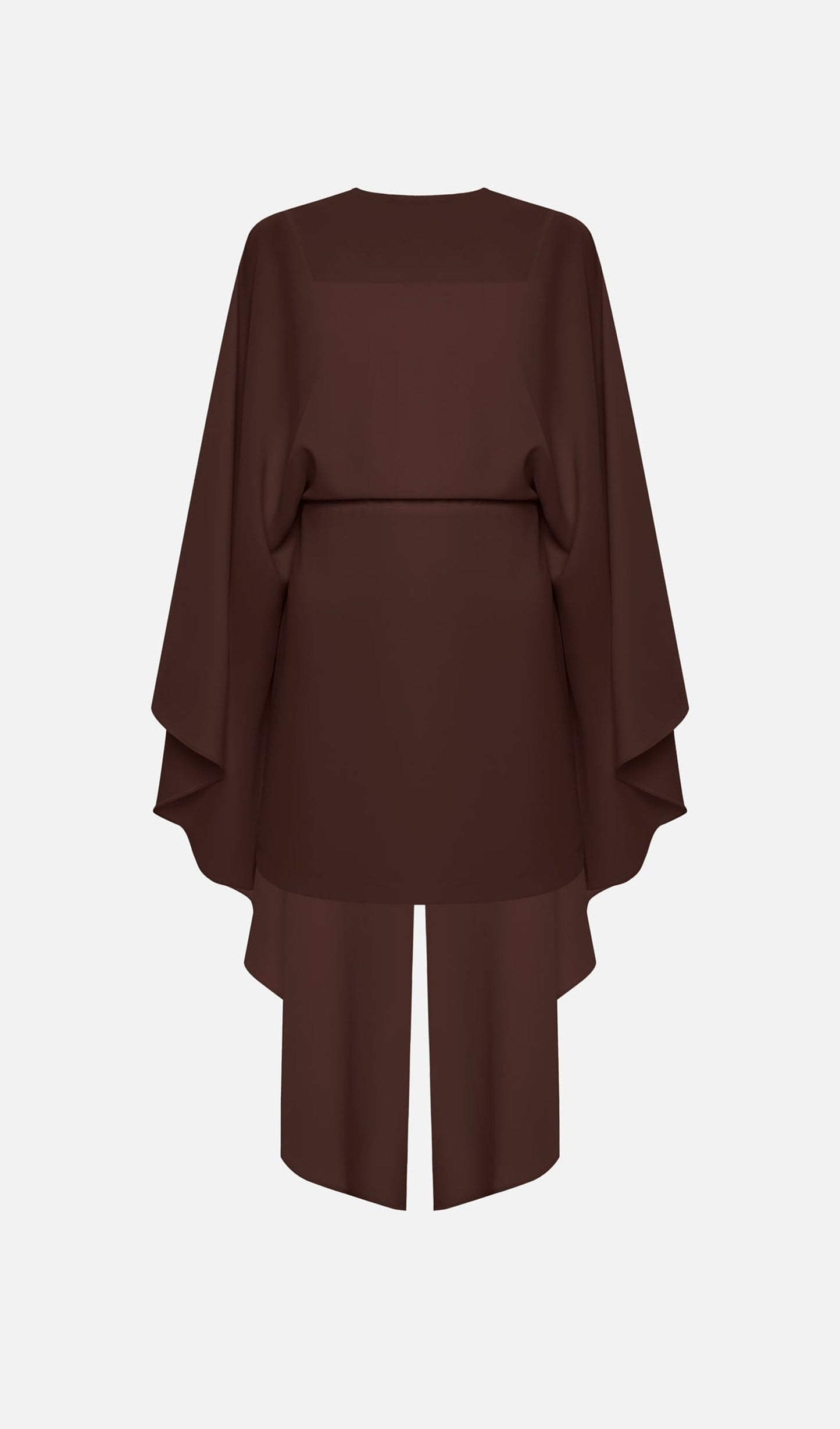 Mini Dress With Flowing Cape In Brown