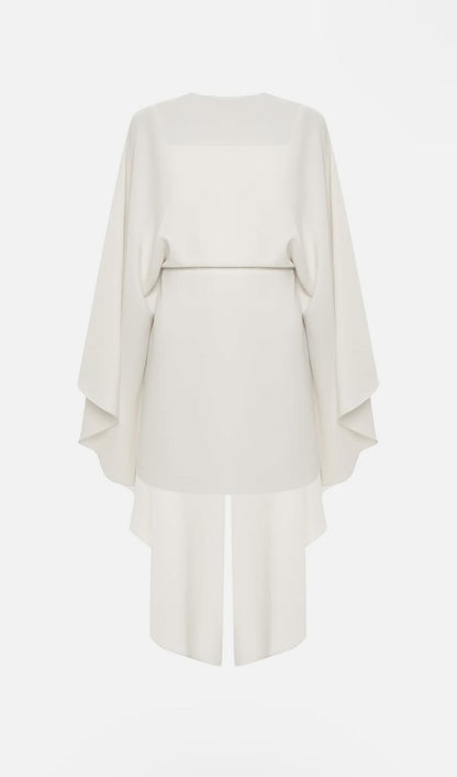 Mini Dress With Flowing Cape In Cream