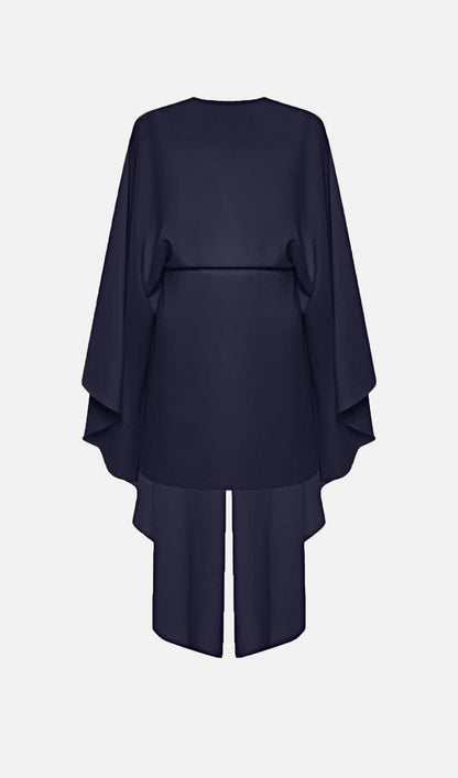 Mini Dress With Flowing Cape In Navy