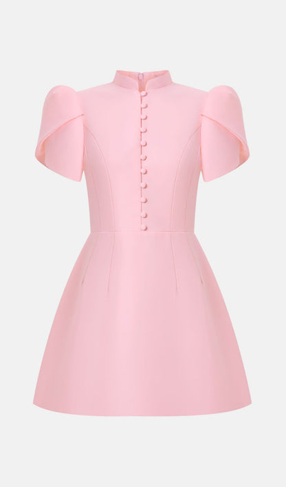 Mini Dress With High Collar In Pink