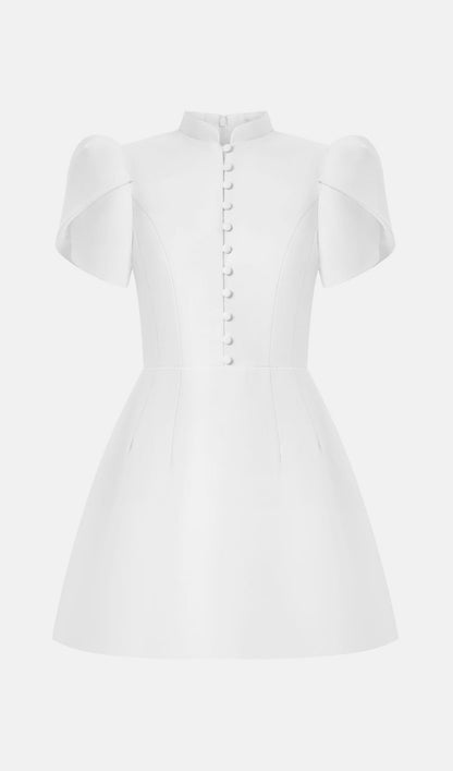 Mini Dress With High Collar In White