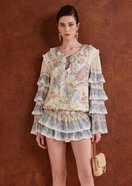 Delia Ruffled Mini Tunic Dress