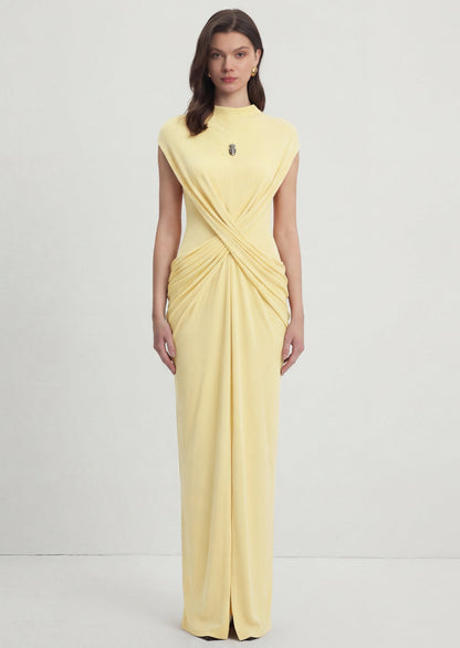 Myla Cross Over Maxi Dress In Yellow