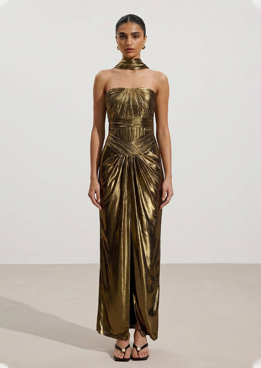 Noor Elegance Plisse Maxi Dress
