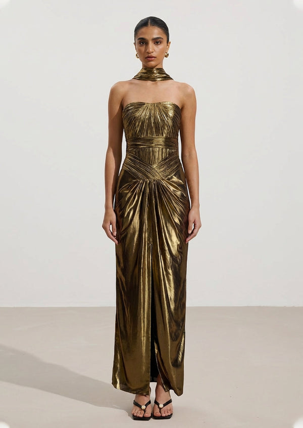 Noor Elegance Plisse Maxi Dress