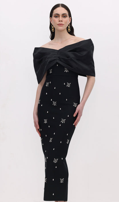 Off Shoulder Diamond Midi Dress