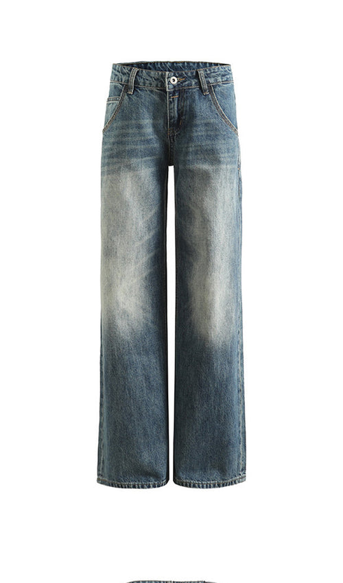 Low Rise Washing Wide Jeans