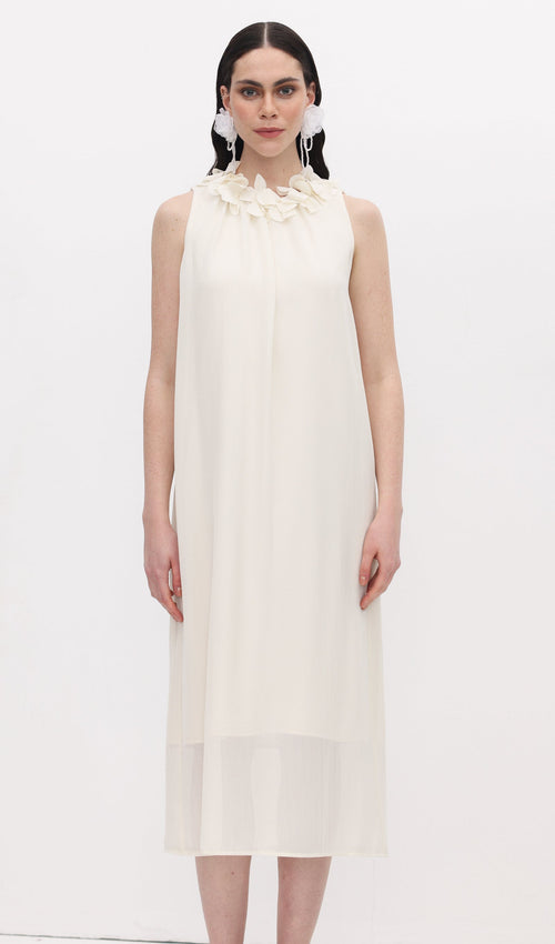 Petal Collar Halter Midi Dress