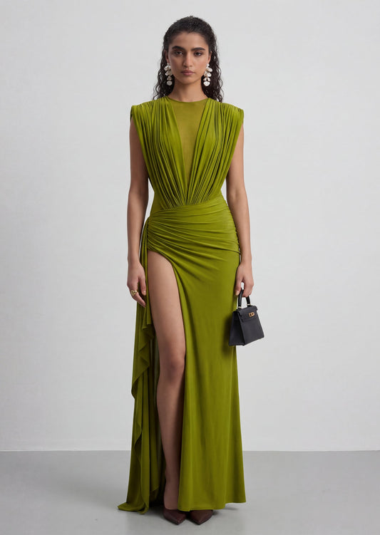 Peyton Draped High Slit Maxi Dress