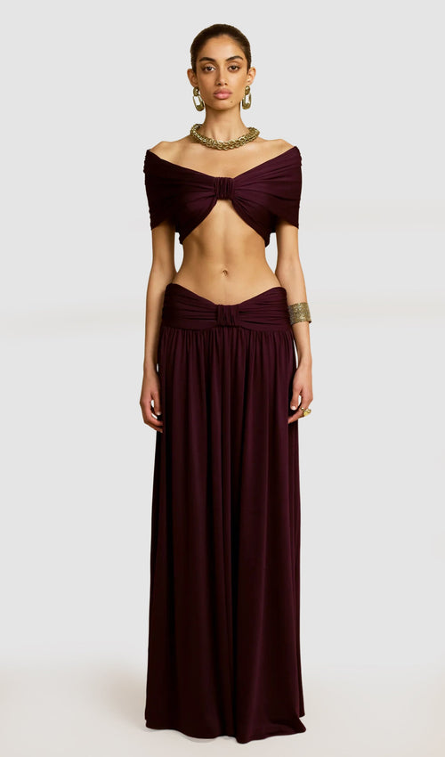 Ruched Top & Maxi Skirt Two Piece Set