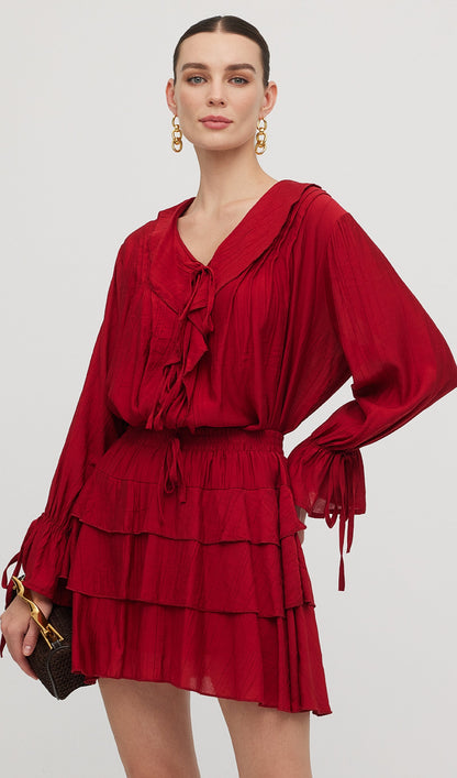 Ruffled Layered Mini Skirt Two Piece Sets