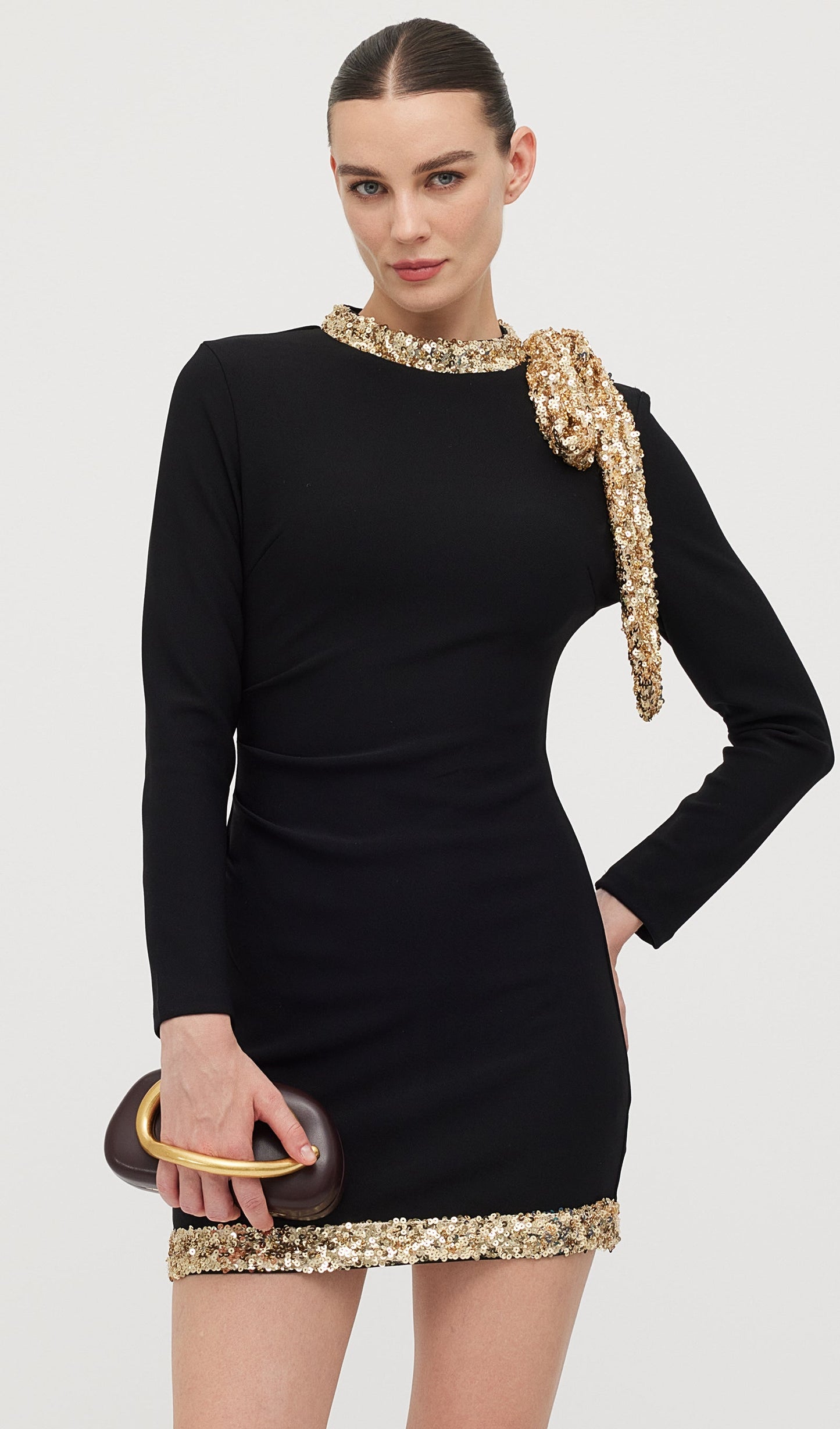 Sequined Bow Mini Dress