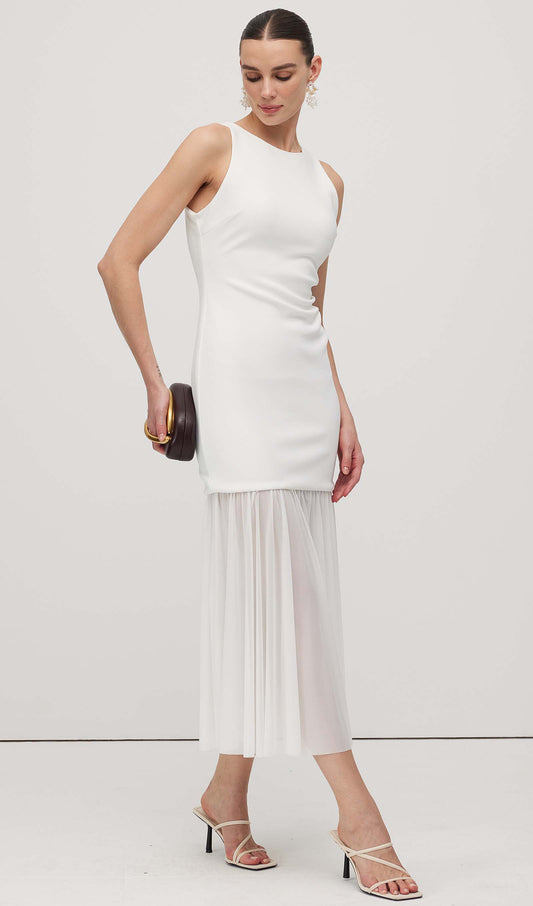 Sheer Overlay Midi Dress