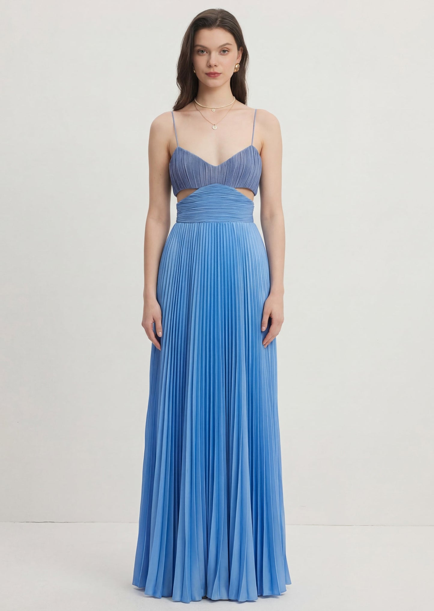 Sleeveless Cutout  Pleated Maxi Dress