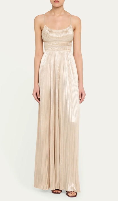 Sleeveless Pleated Gown