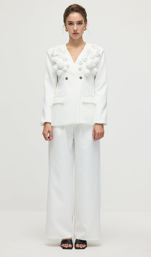 Slim Fit Blazer & Trousers Two-Piece Set In White