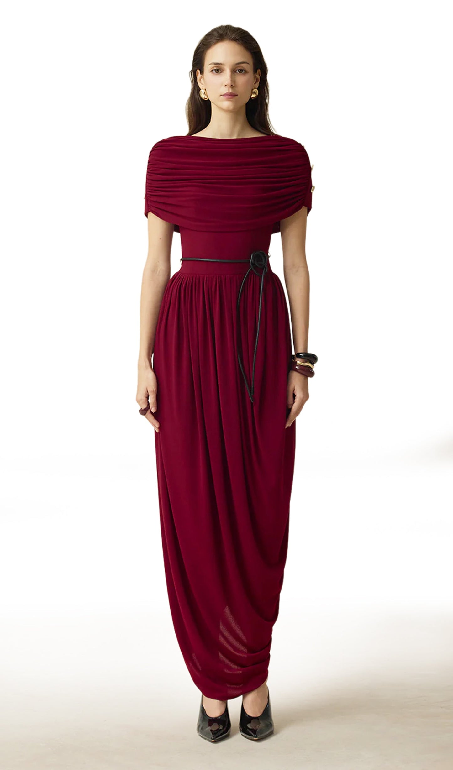 Solid Cocoon Gathering Maxi Dress