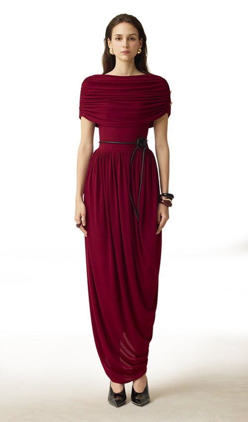 Solid Cocoon Gathering Maxi Dress
