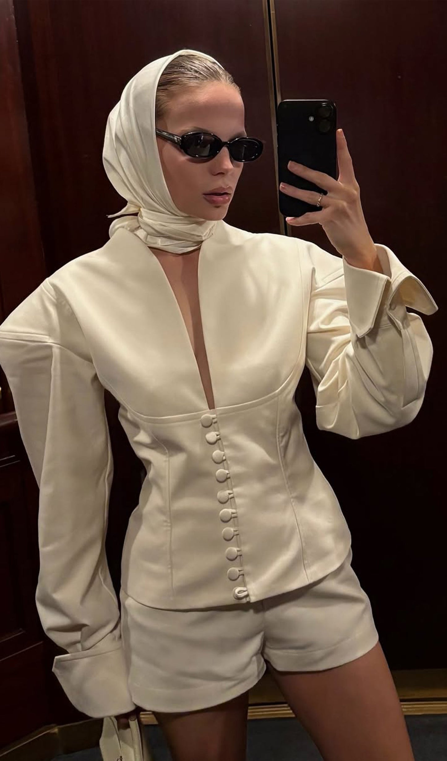Solid Deep V Wide Shoulder Coat