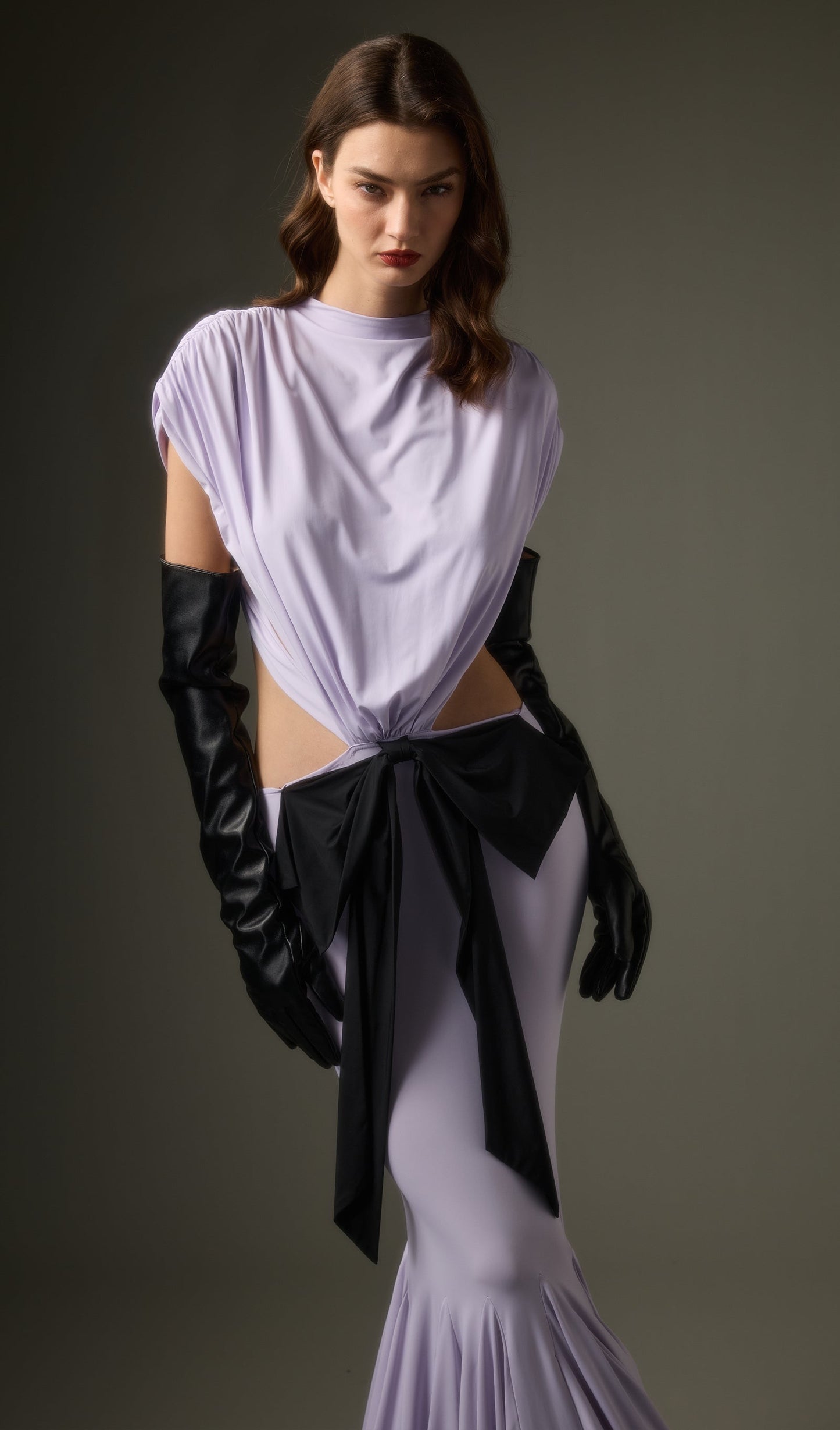 Solid Jersey  Cut Out Detail Maxi Dress In Purple