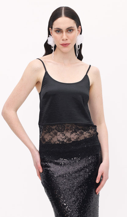 Solid Lace Crop Top