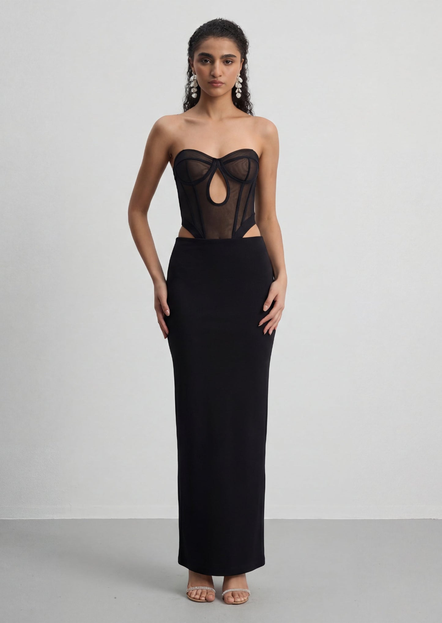 Strapless Cutout Bandage Maxi Dress In Black
