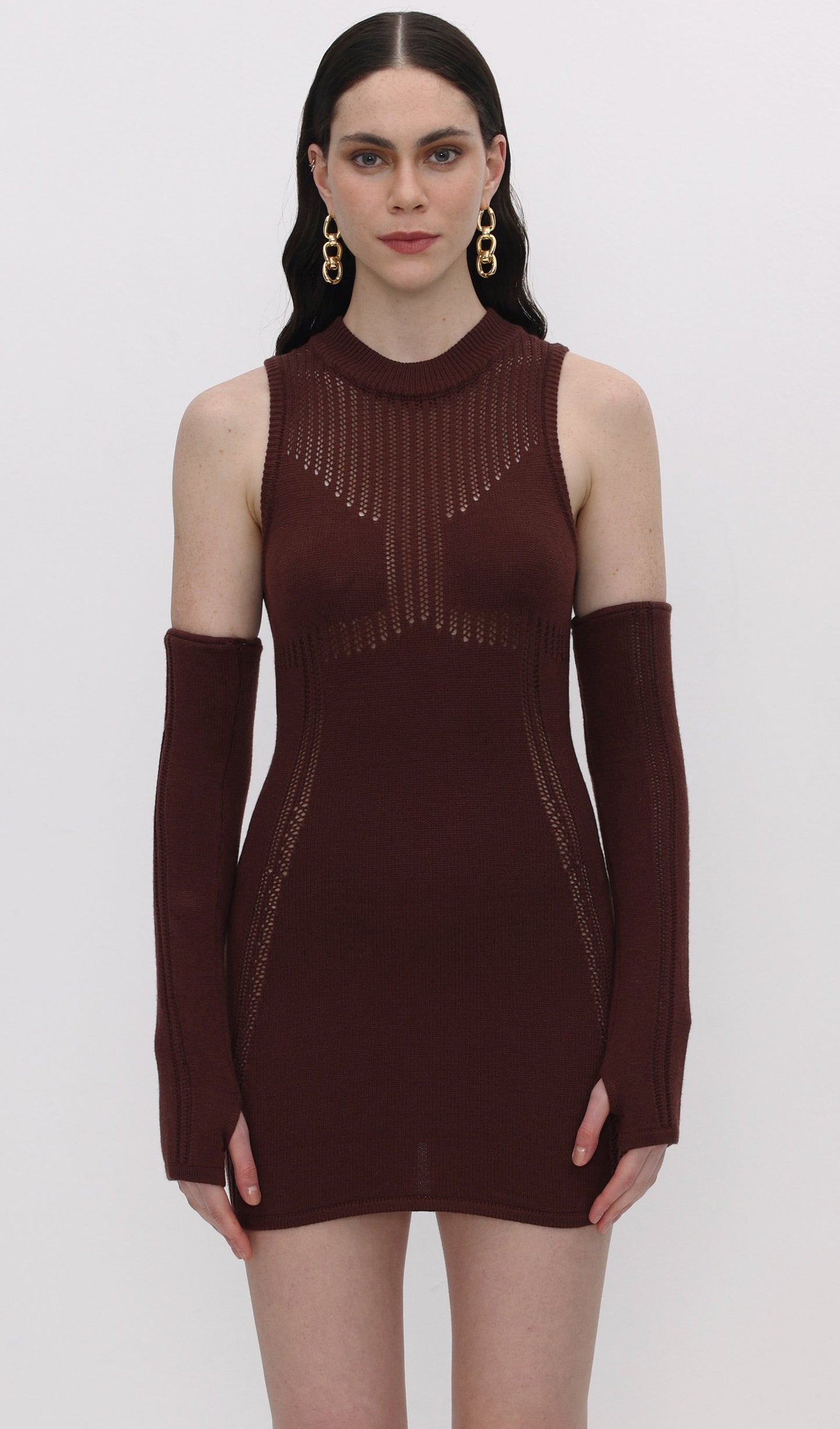 Stretchy Mini Knit Dress Included Sleeves