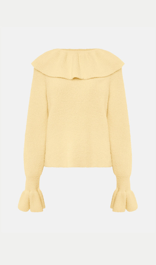 Sweater With Flounces In Yellow