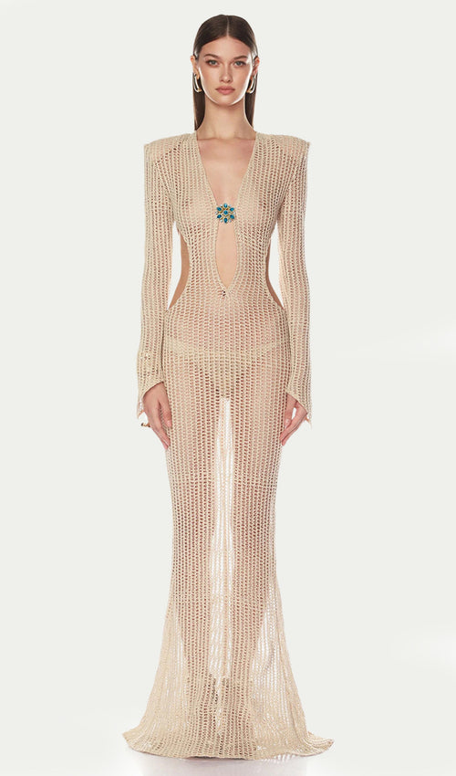 Talia Desert Crochet Gown