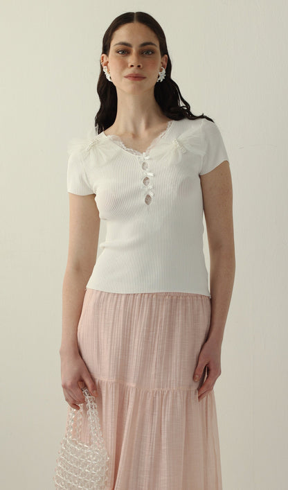V Neck Knit Top