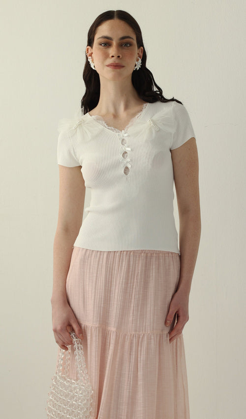 V Neck Knit Top