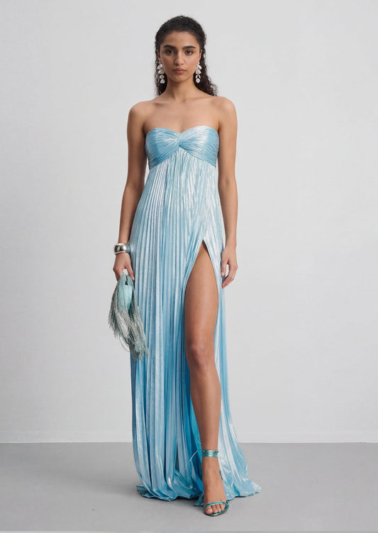 Veda Strapless Maxi Dress In Blue