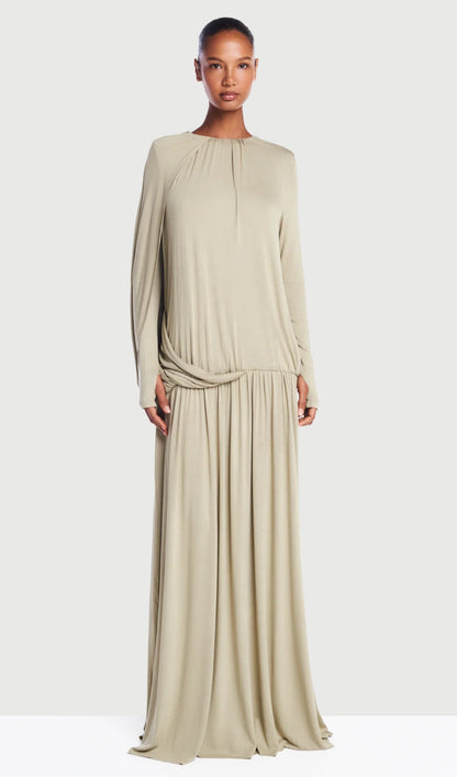 Layali Rose Wide-Sleeved Green Knit Dress