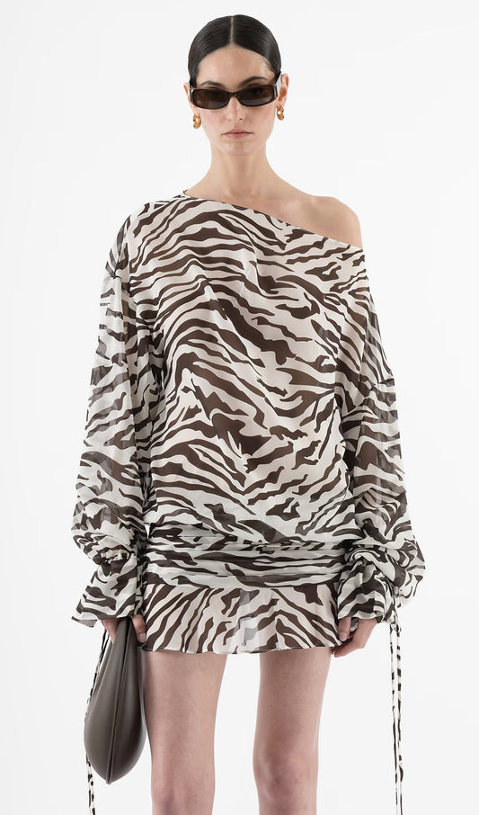 Zebra Open Back Mini Dress