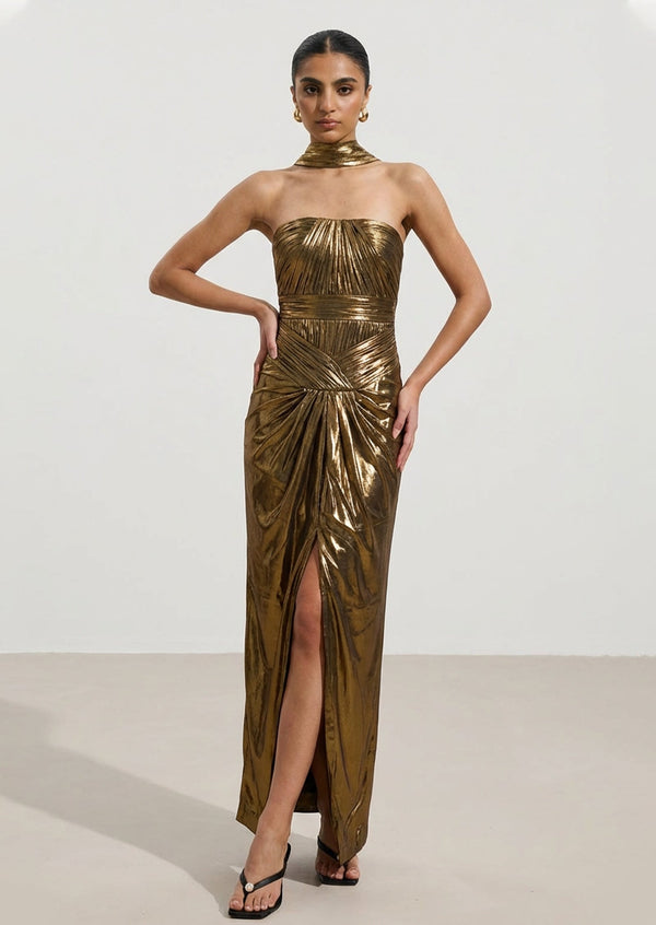 Noor Elegance Plisse Maxi Dress